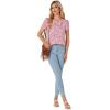 imageLYANER Womens Petal Sleeve Tops Round Neck Pleated Blouse Floral Printed Tunic ShirtsPink