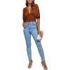 imageLYANER Womens Satin Deep V Neck Ruched Blouse Shirred Back Batwing Short Sleeve Crop TopBrown