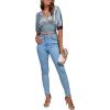 imageLYANER Womens Satin Deep V Neck Ruched Blouse Shirred Back Batwing Short Sleeve Crop TopDusty Blue