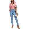 imageLYANER Womens Satin Deep V Neck Ruched Blouse Shirred Back Batwing Short Sleeve Crop TopDusty Pink