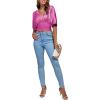 imageLYANER Womens Satin Deep V Neck Ruched Blouse Shirred Back Batwing Short Sleeve Crop TopRose