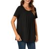 imageLYANER Womens Summer Top Scoop Neck Short Sleeve Casual Shirt Flowy Tunic Tee BlousesBlack
