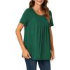 imageLYANER Womens Summer Top Scoop Neck Short Sleeve Casual Shirt Flowy Tunic Tee BlousesDark Green