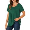 imageLYANER Womens Summer Top Scoop Neck Short Sleeve Casual Shirt Flowy Tunic Tee BlousesDark Green