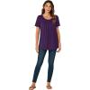 imageLYANER Womens Summer Top Scoop Neck Short Sleeve Casual Shirt Flowy Tunic Tee BlousesDark Purple
