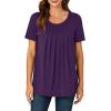 imageLYANER Womens Summer Top Scoop Neck Short Sleeve Casual Shirt Flowy Tunic Tee BlousesDark Purple