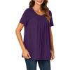 imageLYANER Womens Summer Top Scoop Neck Short Sleeve Casual Shirt Flowy Tunic Tee BlousesDark Purple