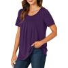 imageLYANER Womens Summer Top Scoop Neck Short Sleeve Casual Shirt Flowy Tunic Tee BlousesDark Purple