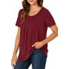 imageLYANER Womens Summer Top Scoop Neck Short Sleeve Casual Shirt Flowy Tunic Tee BlousesWine Red