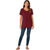 imageLYANER Womens Summer Top Scoop Neck Short Sleeve Casual Shirt Flowy Tunic Tee BlousesWine Red