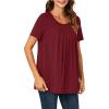imageLYANER Womens Summer Top Scoop Neck Short Sleeve Casual Shirt Flowy Tunic Tee BlousesWine Red