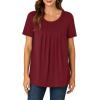 imageLYANER Womens Summer Top Scoop Neck Short Sleeve Casual Shirt Flowy Tunic Tee BlousesWine Red