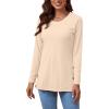 imageLYANER Womens Button Split Slit Sides Scoop Neck Long Sleeve Blouse Tunic TopBeige