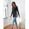 imageLYANER Womens Button Split Slit Sides Scoop Neck Long Sleeve Blouse Tunic TopBlack