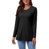 imageLYANER Womens Button Split Slit Sides Scoop Neck Long Sleeve Blouse Tunic TopBlack