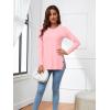 imageLYANER Womens Button Split Slit Sides Scoop Neck Long Sleeve Blouse Tunic TopLight Pink