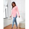 imageLYANER Womens Button Split Slit Sides Scoop Neck Long Sleeve Blouse Tunic TopLight Pink
