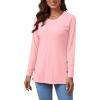 imageLYANER Womens Button Split Slit Sides Scoop Neck Long Sleeve Blouse Tunic TopLight Pink