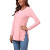imageLYANER Womens Button Split Slit Sides Scoop Neck Long Sleeve Blouse Tunic TopLight Pink