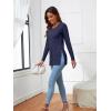 imageLYANER Womens Button Split Slit Sides Scoop Neck Long Sleeve Blouse Tunic TopNavy Blue