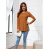 imageLYANER Womens Button Split Slit Sides Scoop Neck Long Sleeve Blouse Tunic TopPumpkin Brown