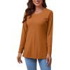 imageLYANER Womens Button Split Slit Sides Scoop Neck Long Sleeve Blouse Tunic TopPumpkin Brown