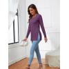 imageLYANER Womens Button Split Slit Sides Scoop Neck Long Sleeve Blouse Tunic TopPurple