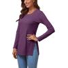 imageLYANER Womens Button Split Slit Sides Scoop Neck Long Sleeve Blouse Tunic TopPurple