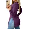 imageLYANER Womens Button Split Slit Sides Scoop Neck Long Sleeve Blouse Tunic TopPurple