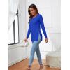 imageLYANER Womens Button Split Slit Sides Scoop Neck Long Sleeve Blouse Tunic TopRoyal Blue