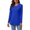 imageLYANER Womens Button Split Slit Sides Scoop Neck Long Sleeve Blouse Tunic TopRoyal Blue
