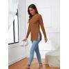 imageLYANER Womens Button Split Slit Sides Scoop Neck Long Sleeve Blouse Tunic TopSolid Camel