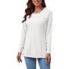 imageLYANER Womens Button Split Slit Sides Scoop Neck Long Sleeve Blouse Tunic TopSolid White
