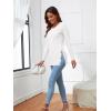 imageLYANER Womens Button Split Slit Sides Scoop Neck Long Sleeve Blouse Tunic TopSolid White