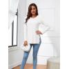 imageLYANER Womens Button Split Slit Sides Scoop Neck Long Sleeve Blouse Tunic TopSolid White