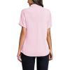 imageLYANER Womens Casual Mock Neck Ruffle Short Sleeve Summer Blouse Shirt TopBaby Pink