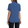imageLYANER Womens Casual Mock Neck Ruffle Short Sleeve Summer Blouse Shirt TopDusty Blue
