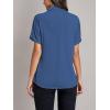 imageLYANER Womens Casual Mock Neck Ruffle Short Sleeve Summer Blouse Shirt TopDusty Blue