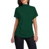 imageLYANER Womens Casual Mock Neck Ruffle Short Sleeve Summer Blouse Shirt TopGreen