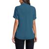 imageLYANER Womens Casual Mock Neck Ruffle Short Sleeve Summer Blouse Shirt TopLake Blue