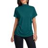 imageLYANER Womens Casual Mock Neck Ruffle Short Sleeve Summer Blouse Shirt TopLake Green