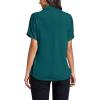 imageLYANER Womens Casual Mock Neck Ruffle Short Sleeve Summer Blouse Shirt TopLake Green