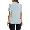 imageLYANER Womens Casual Mock Neck Ruffle Short Sleeve Summer Blouse Shirt TopLight Blue