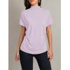 imageLYANER Womens Casual Mock Neck Ruffle Short Sleeve Summer Blouse Shirt TopLight Purple
