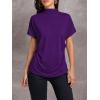 imageLYANER Womens Casual Mock Neck Ruffle Short Sleeve Summer Blouse Shirt TopPurple