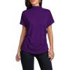 imageLYANER Womens Casual Mock Neck Ruffle Short Sleeve Summer Blouse Shirt TopPurple
