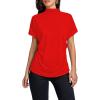 imageLYANER Womens Casual Mock Neck Ruffle Short Sleeve Summer Blouse Shirt TopRed