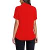 imageLYANER Womens Casual Mock Neck Ruffle Short Sleeve Summer Blouse Shirt TopRed