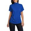 imageLYANER Womens Casual Mock Neck Ruffle Short Sleeve Summer Blouse Shirt TopRoyal Blue