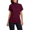 imageLYANER Womens Casual Mock Neck Ruffle Short Sleeve Summer Blouse Shirt TopWine Red